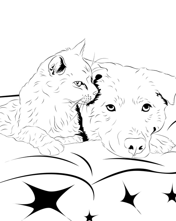 Pet Portraits Artwork in Line Art Style