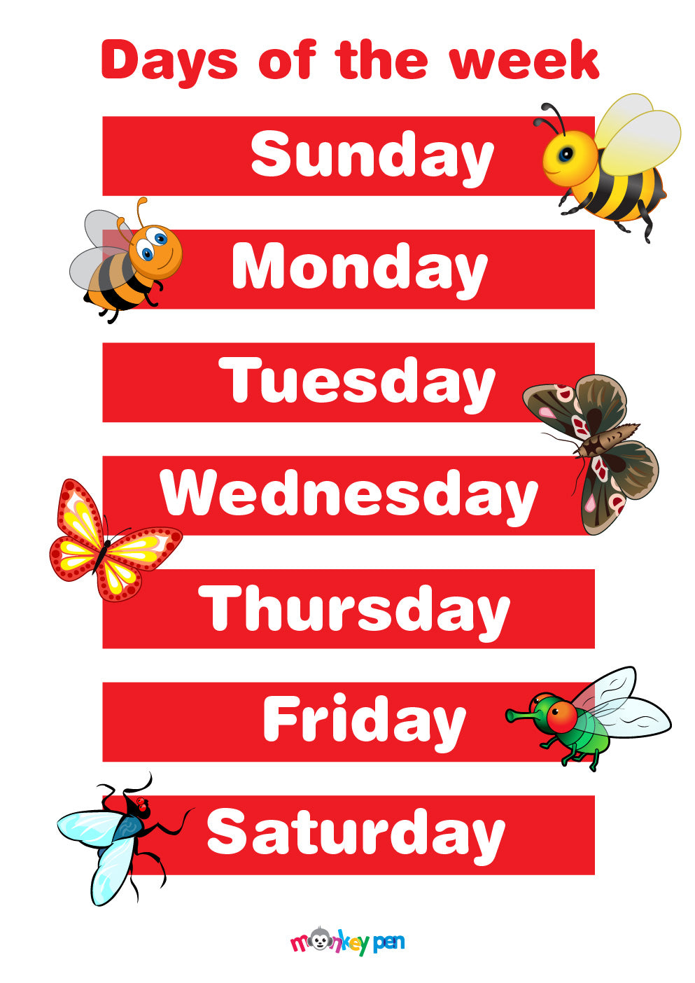 Free Days of the Week Chart for Kids