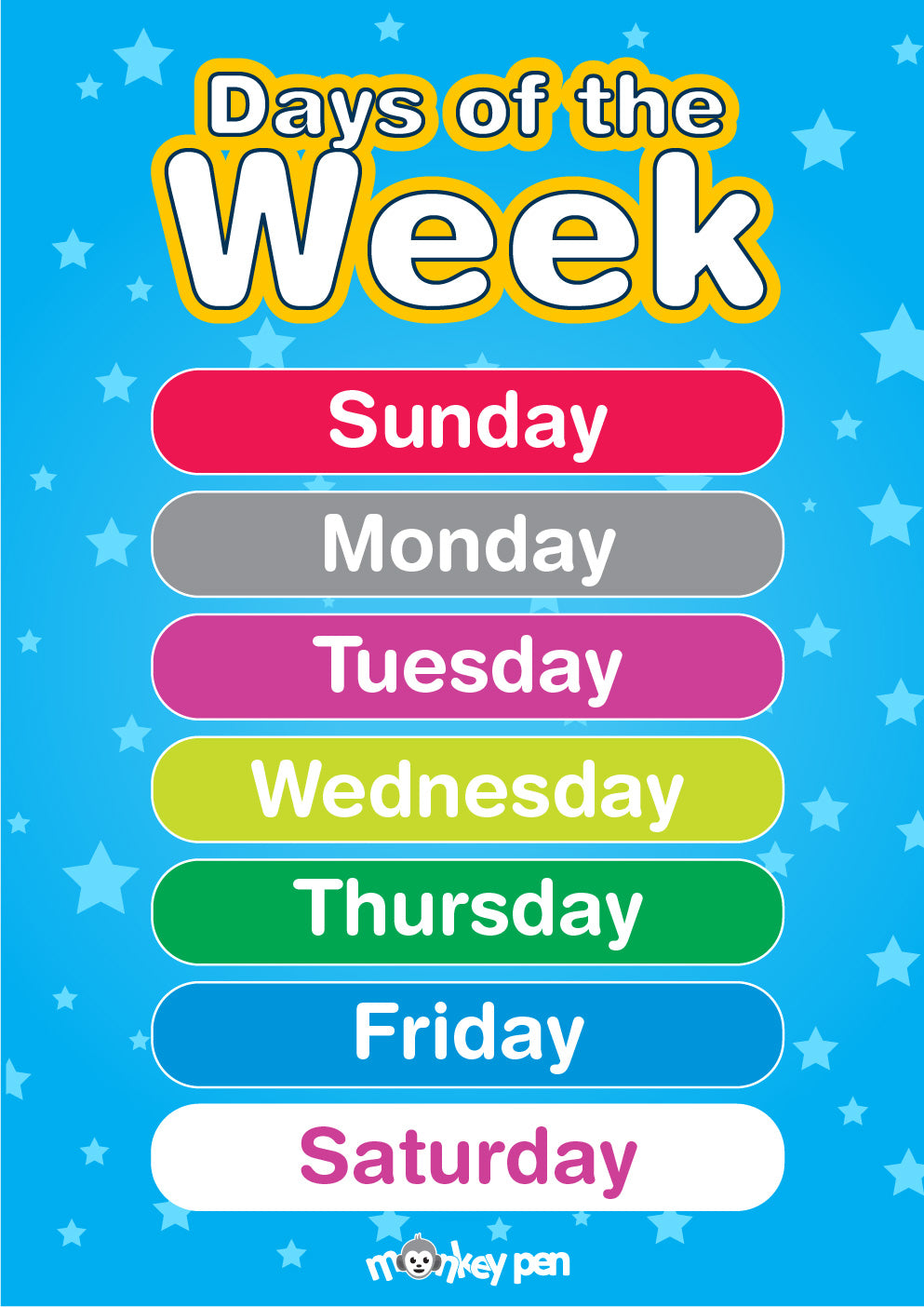 Free Days of the Weeks Poster for Kids 