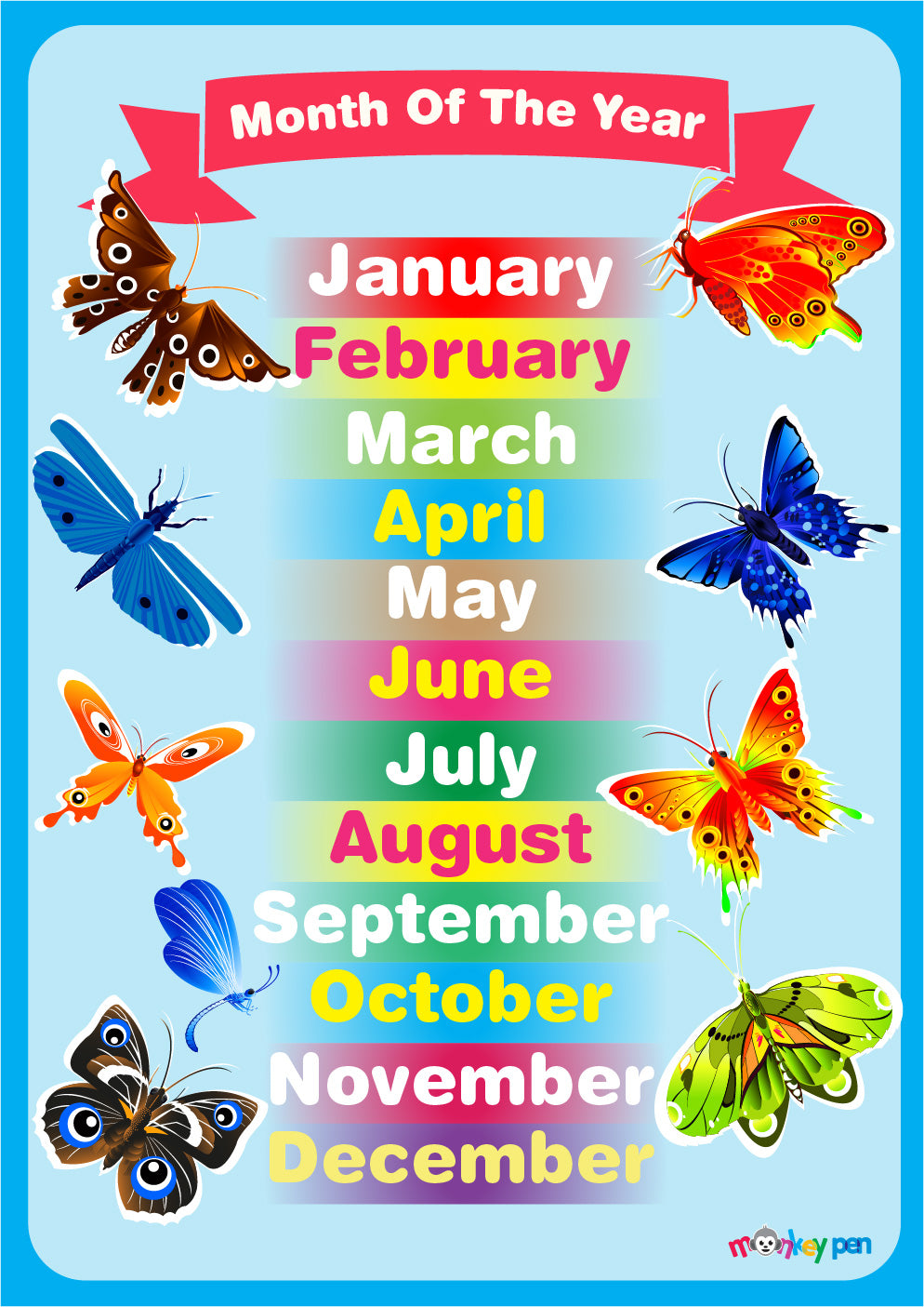 Free Month of the Year Poster for Kids