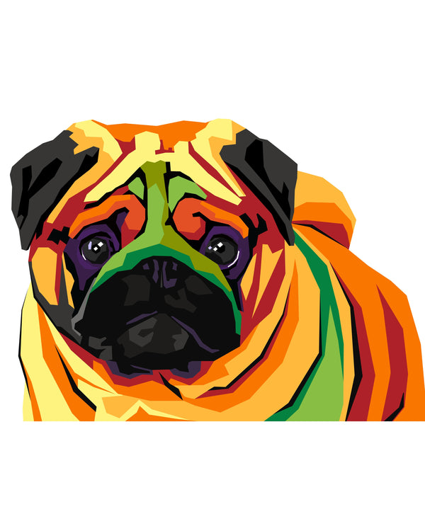 pet portrait in Color WPAP style