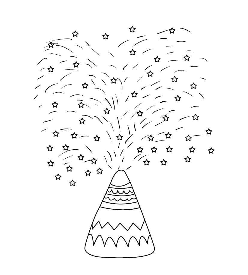 Fire Cracker Colouring Image