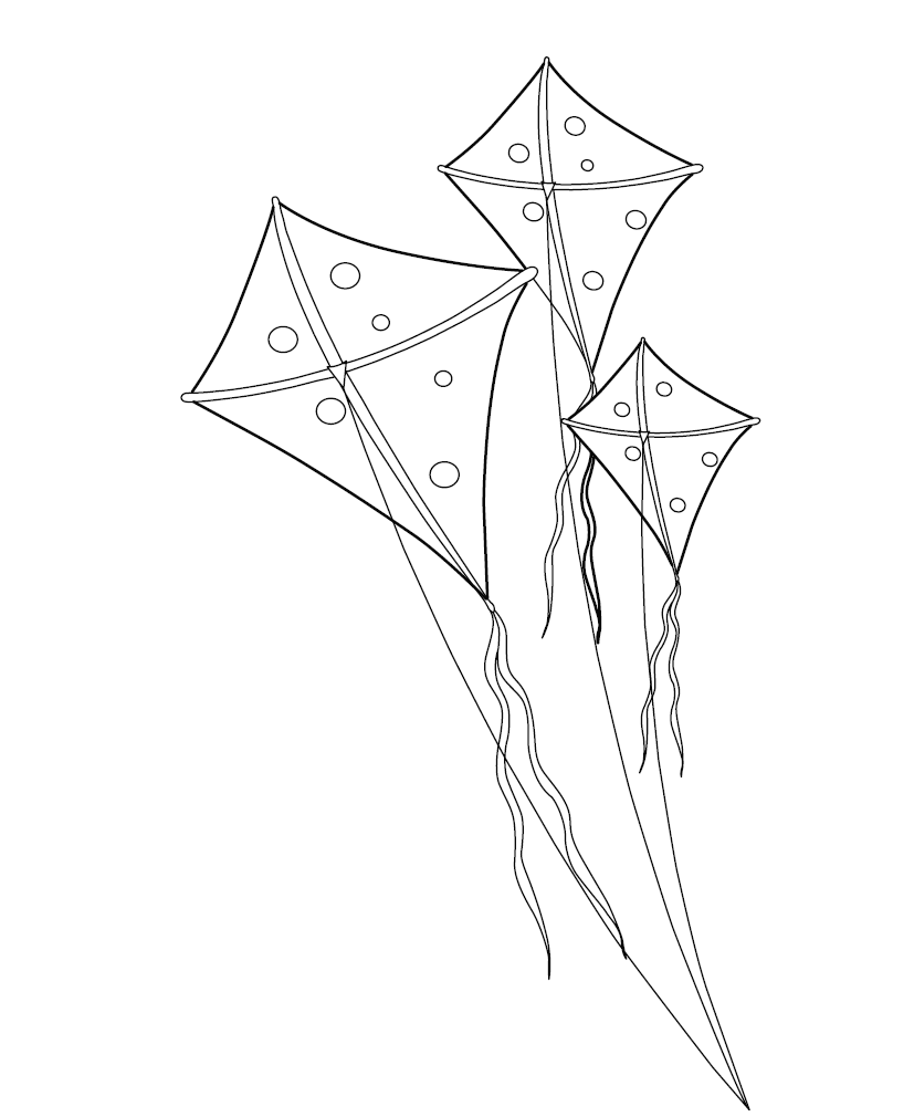 Kite Colouring Image