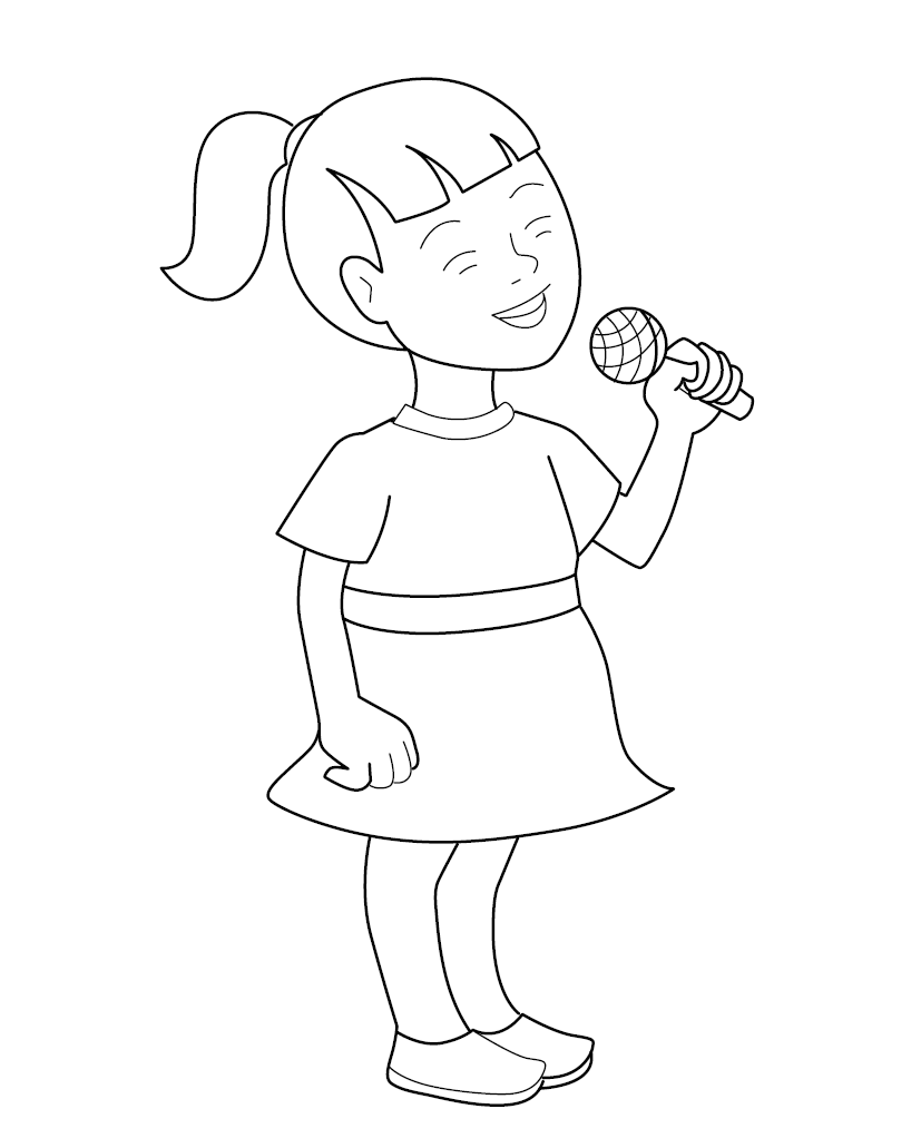 Child Singing Colouring Page