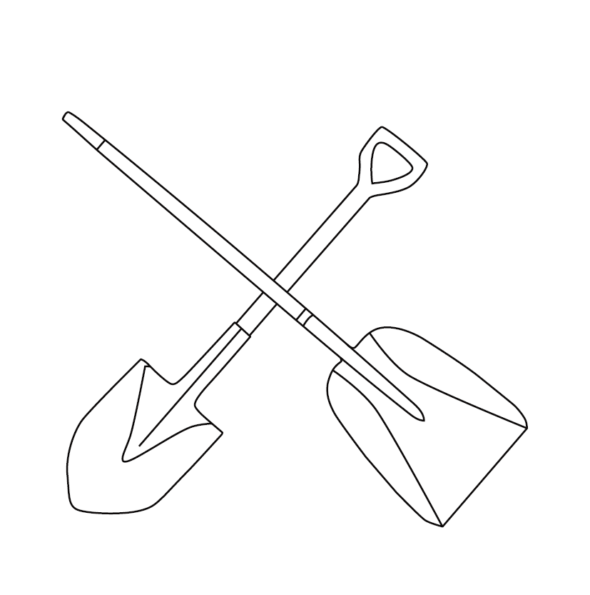 Shovels / Spades Colouring Picture