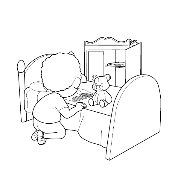 Child Playing Colouring Page