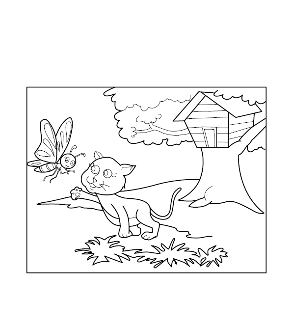 Tree House Colouring Image