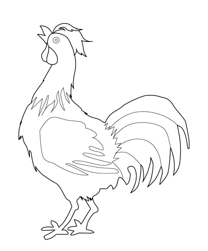 Hen Colouring Page/ Rooster Colouring Picture