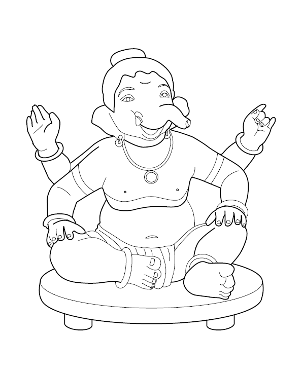 Lord Ganesha Colouring Image