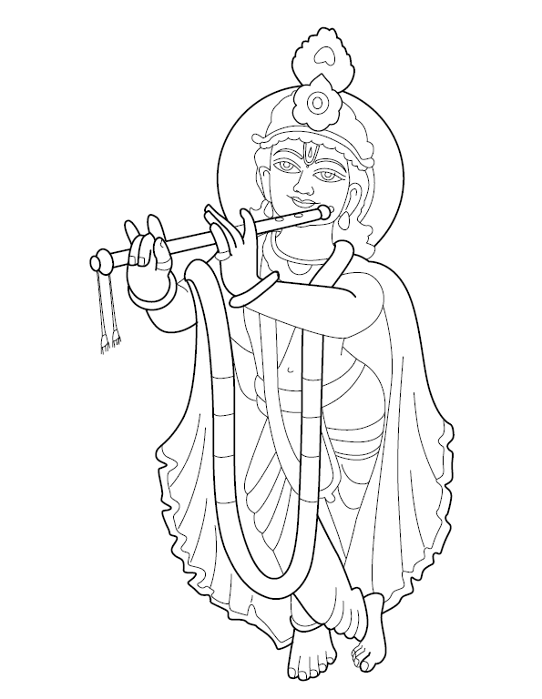 Lord Krishna Colouring Image for Children