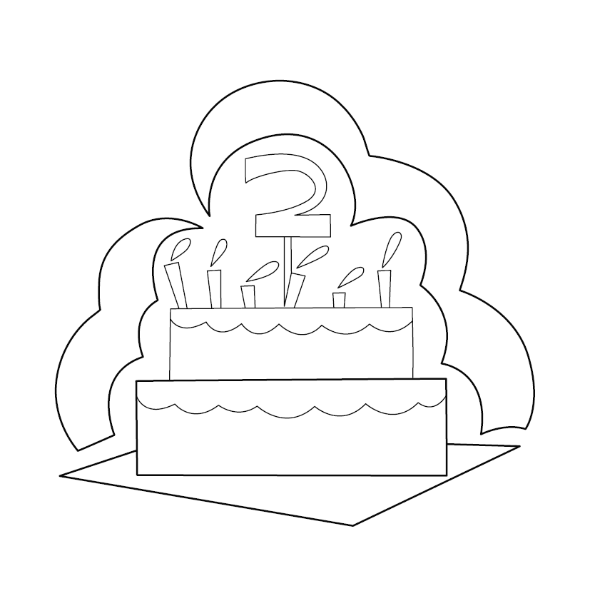 Free Colouring Page of Birthday Cake