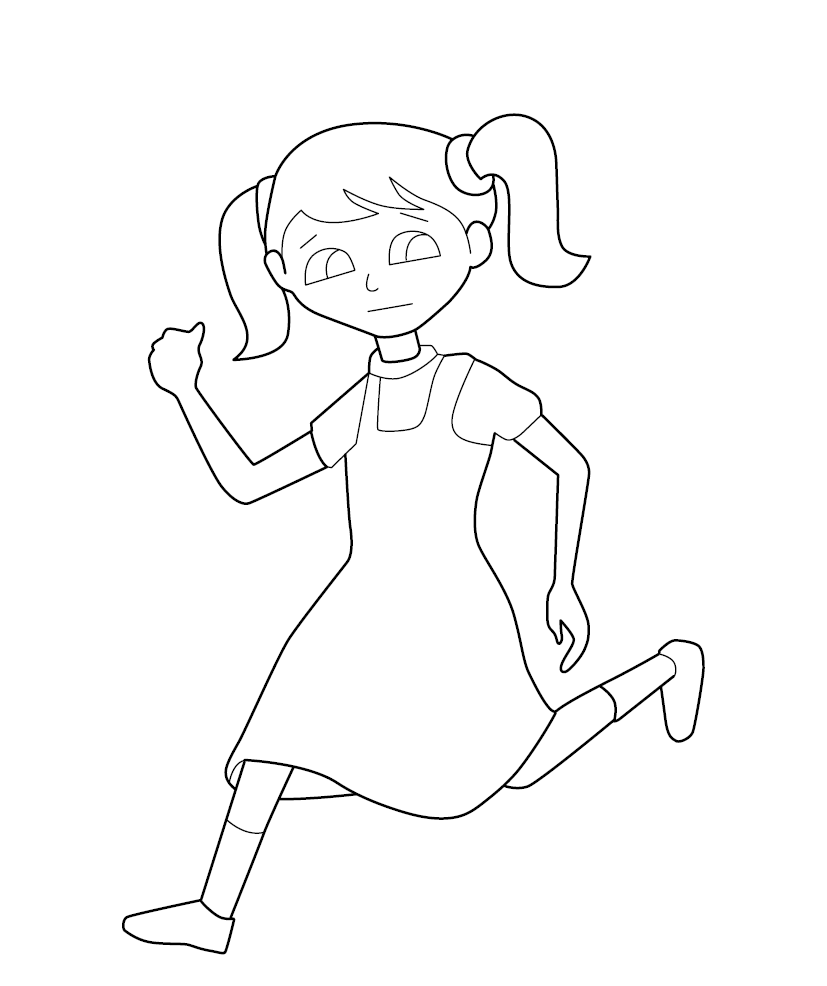 Girl Running Colouring Picture