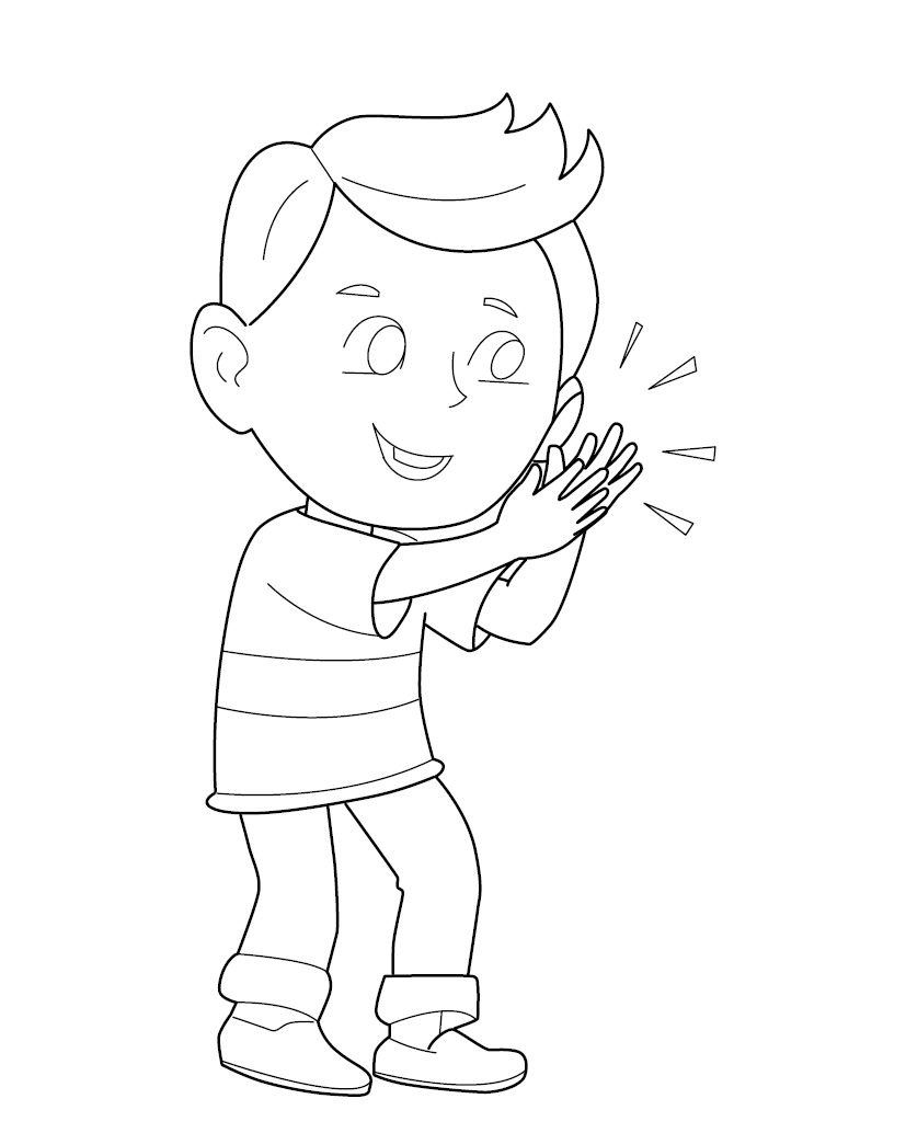 Child Clapping Hands Colouring Image