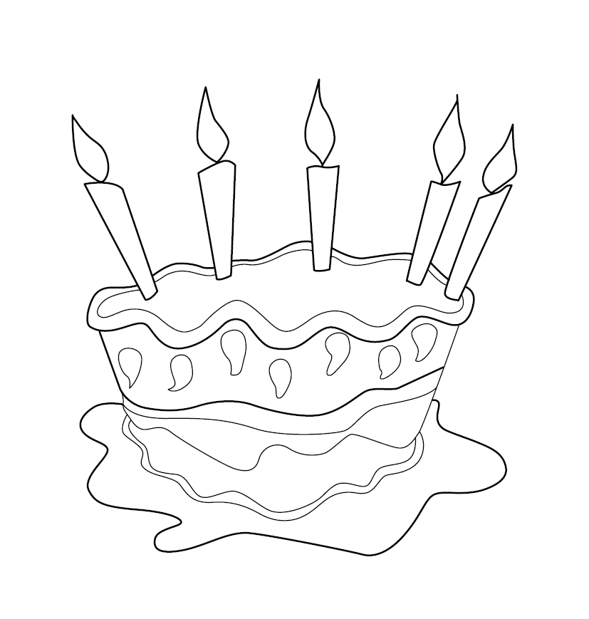 Printable Birthday Cake Colouring image for kids