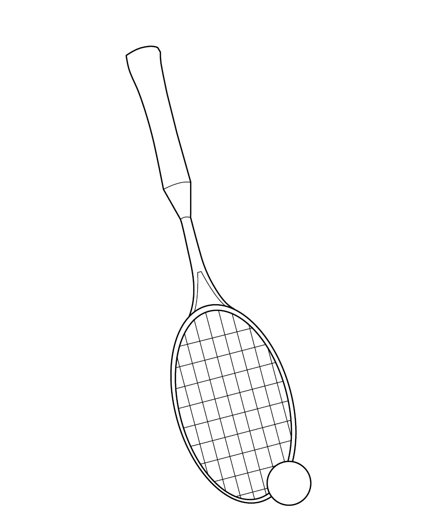 Tennis Racket Colouring Picture