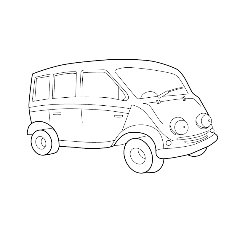 Free Printable Van Colouring Image