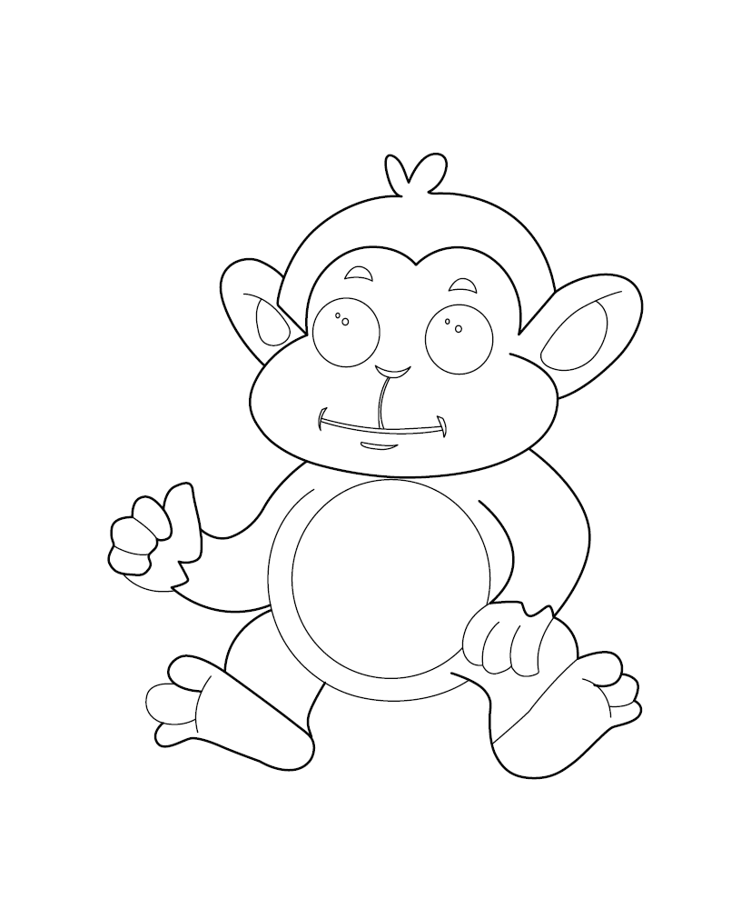 Monkey Colouring Picture for kids