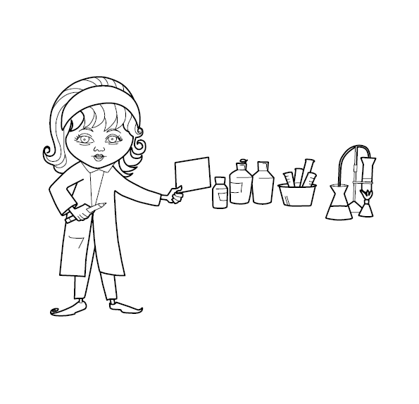 Girl Scientist Colouring Page