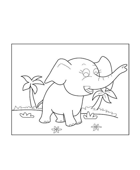 Baby Elephant Colouring Picture