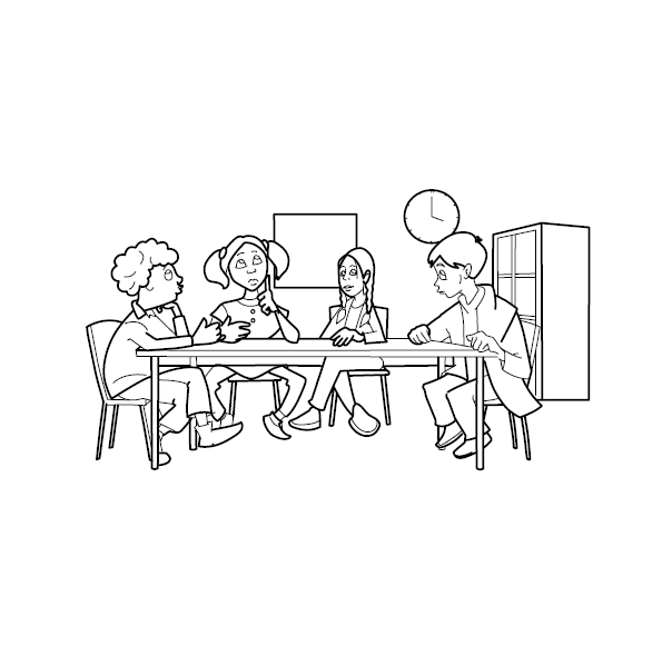 Classroom Discussion Colouring Image