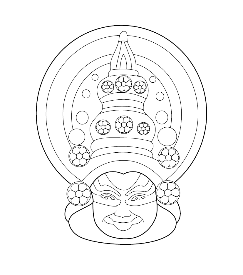 Kathakali Face Colouring Picture