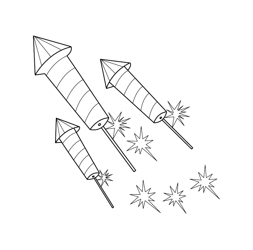 Free Printable Fire Cracker Colouring Page for Kids