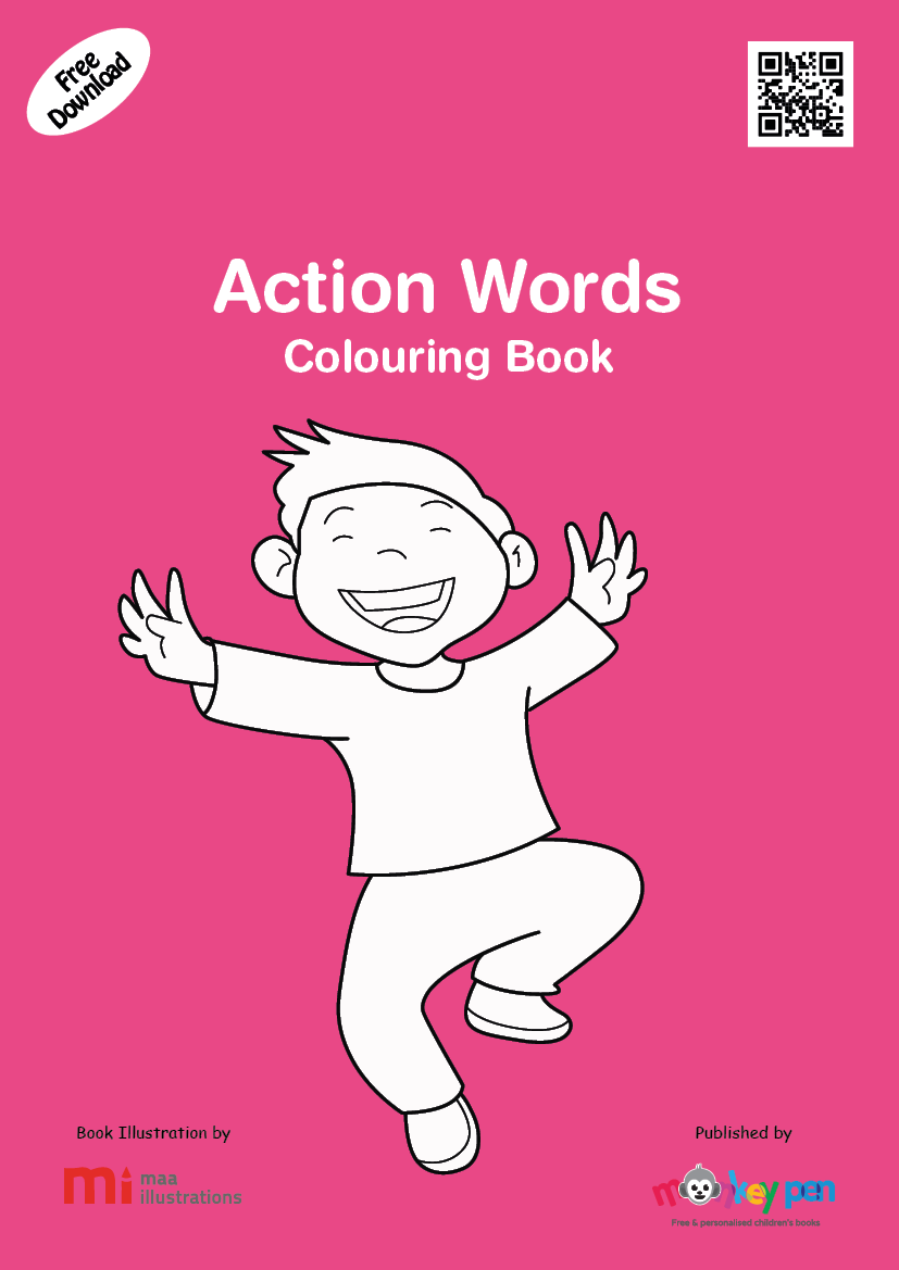 Action Words Colouring Book