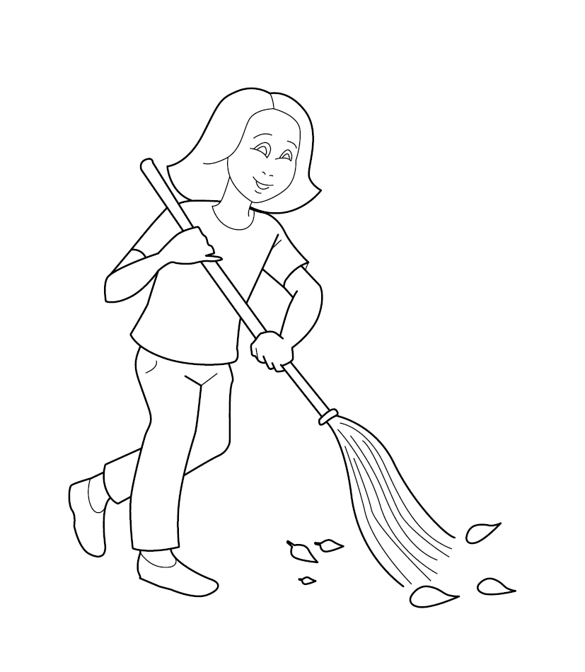 Cleaning Colouring Page