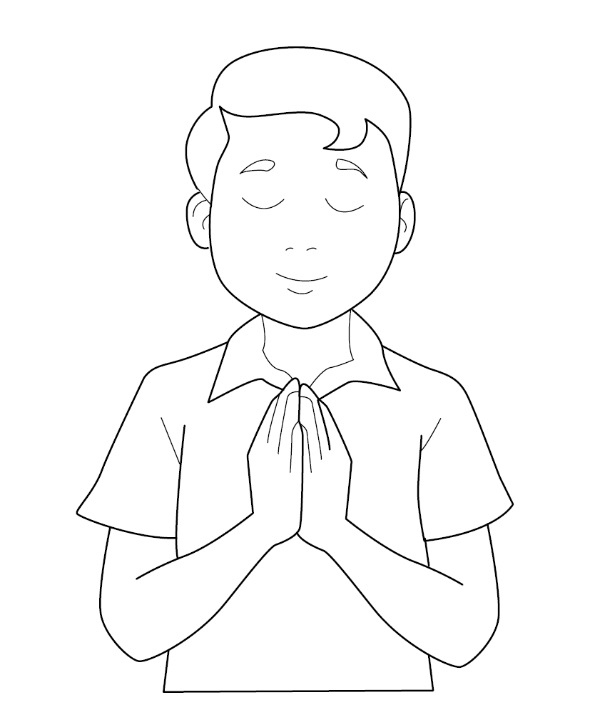 Praying God Colouring Image