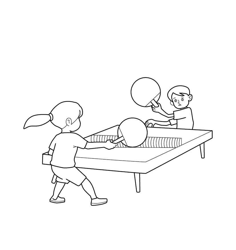 Table Tennis Colouring Image