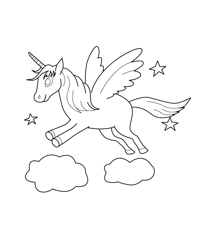 Free Printable Unicorn Colouring Image